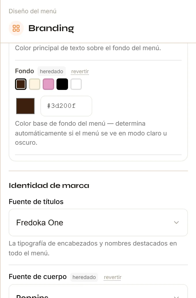 Un ajuste de color del Inspector con la marca «heredado» y el botón «revertir».